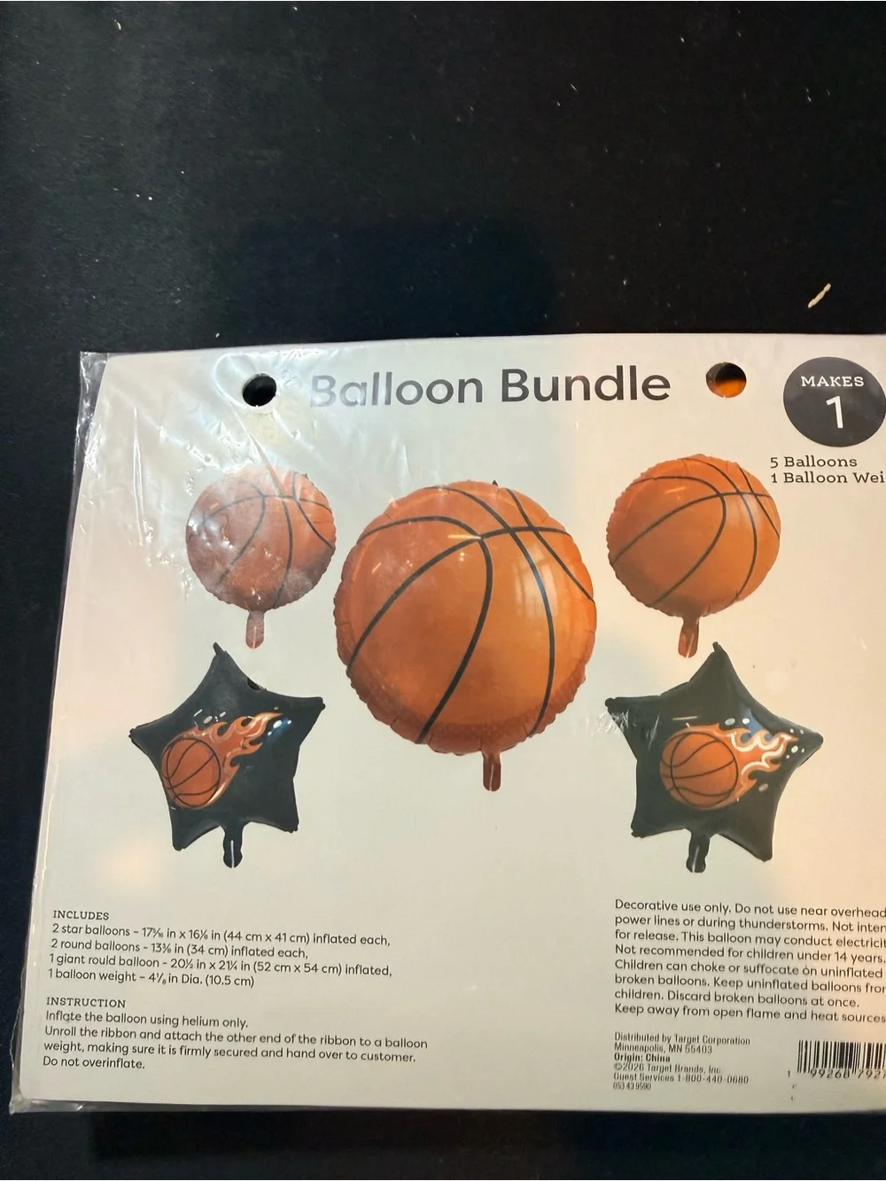 Spritz 5 Basketball Foil Balloon Bundle - Orange & Black
